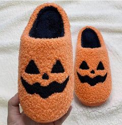 Indoor Halloween Slippers | Cozy Cotton Slippers in Black & Orange | Sizes 36-45