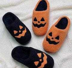 Indoor Halloween Slippers | Cozy Cotton Slippers in Black & Orange | Sizes 36-45