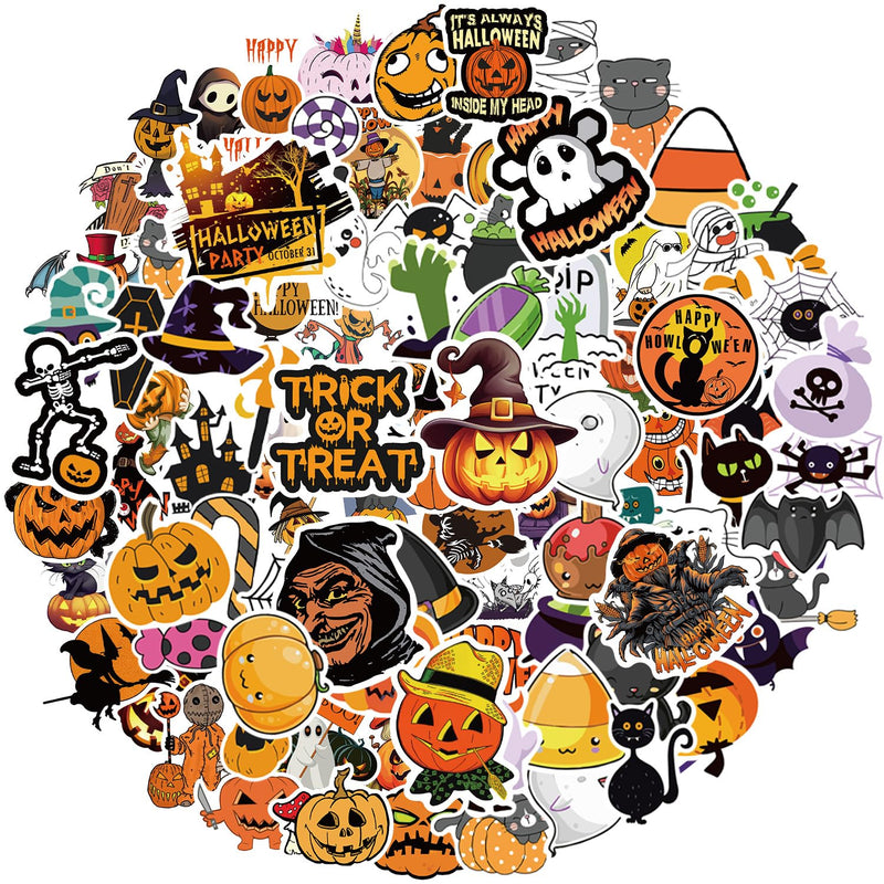 100 Halloween Stickers Waterproof Vinyl | Bulk Pack for Laptops, Party Favors & Classroom Crafts