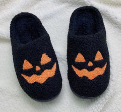 Indoor Halloween Slippers | Cozy Cotton Slippers in Black & Orange | Sizes 36-45