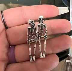 Halloween Skull Earrings | Detachable Skeleton Stud Earrings in Gold & Silver