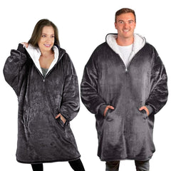 trekki Oversized Hoodie Blanket Sweatshirt Wearable Blanket Hoodie Men Women with Zip Comfy Fleece Hooded Blanket Adult