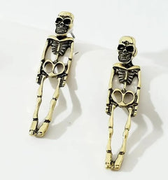 Halloween Skull Earrings | Detachable Skeleton Stud Earrings in Gold & Silver